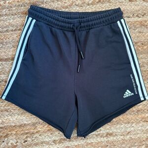 Adidas Men’s Medium 3 Stripe Black Recycled Cotton Blend Sweat Shorts